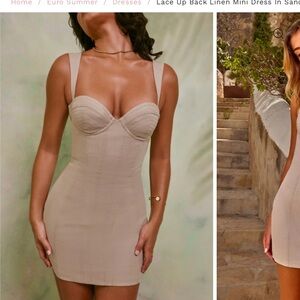 Oh Polly Linen Mini Dress - Sand